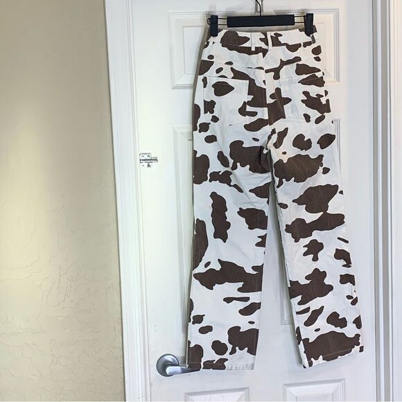 Princess Polly Be Wild Cowhide Print Denim Jeans Size 0 - Picture 5 of 10